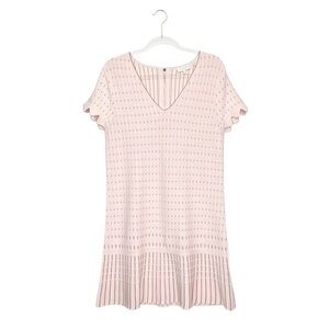 Ted Baker Maciiey Sweater Dress Soft Pink & Gold Size 8 Dropped Waist Mini EUC